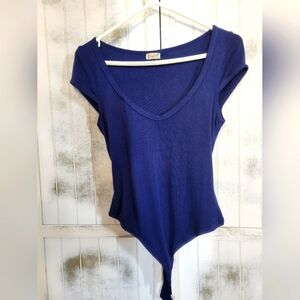 Nwot Free People  Ready Or Not Bodysuit Navy Small